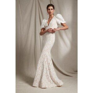 NWT Rebecca Vallance Floria Lace Bow Short Sleeve Wedding Gown Dress US size 6